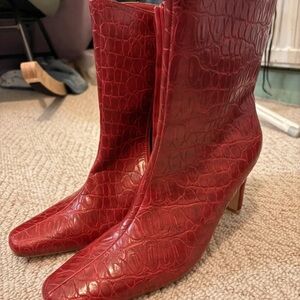 Public Desire Bold Red Croc Heeled Boots